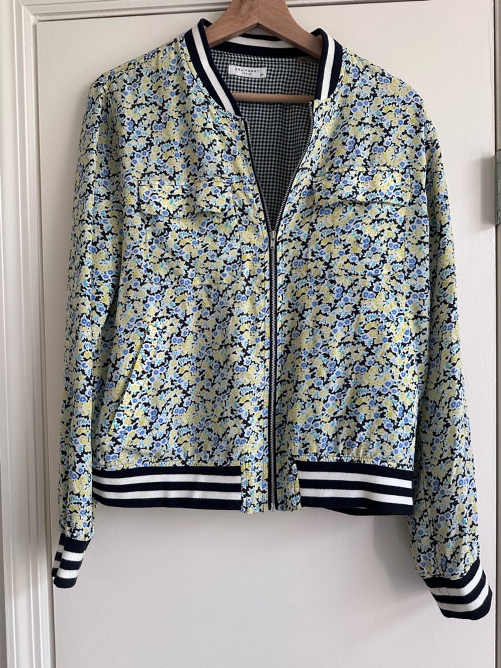 Equipment Floral Bomber Jacket - Light Yellow & Blue